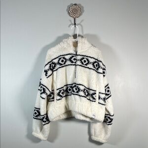Arizona Jean Company White and Black Patterned Hooded w/ Pockets Women Sweater